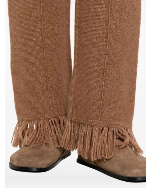 Alanui Brown Fringed Knitted Trousers