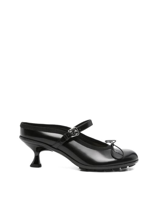 Simone Rocha Black Polished-Leather Bow Mules