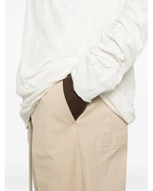 Rick Owens White Drawstring Waist Pants With Multiple Pockets Size 48 for men