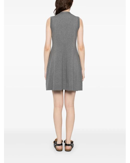 JNBY Gray V-Collar Sleeveless Knitted Dress