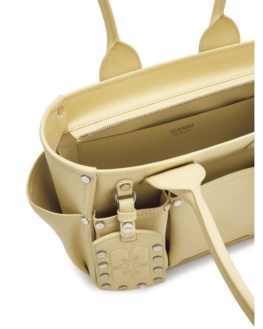 Ganni Natural Petit Sac Porté Épaule Posy À Clous