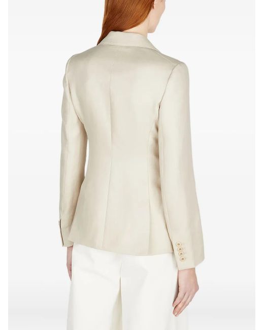 Max Mara White Single-Breasted Linen Blazer