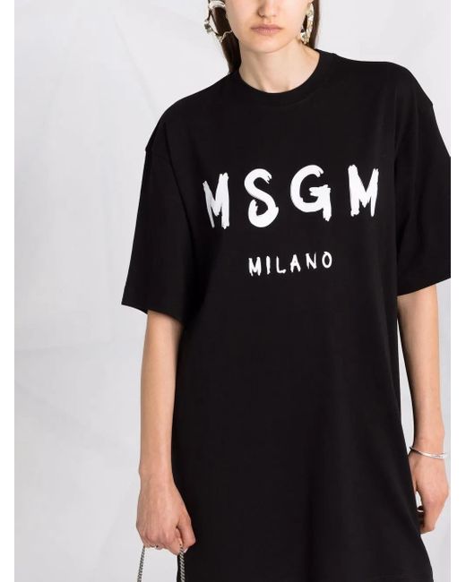 MSGM Black Abito Con Logo