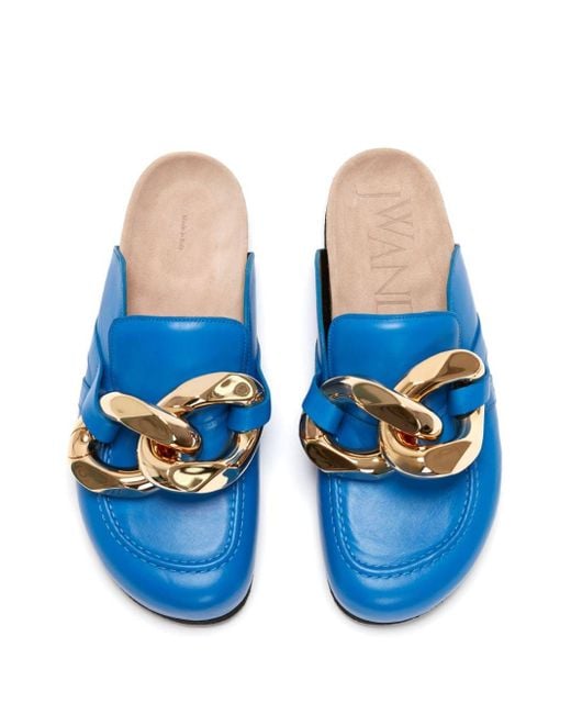 J.W. Anderson Blue Leather Chain-detail Mules for men