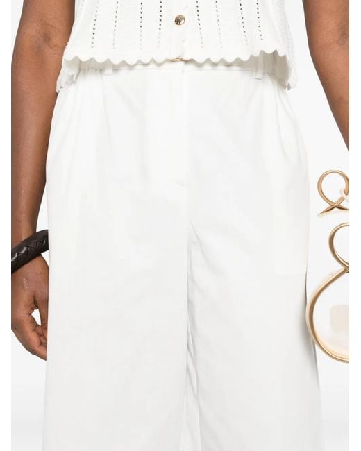 Maje White Wide-Leg Cotton Trousers