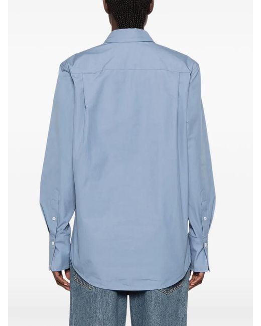 Victoria Beckham Blue Chest-Pocket Button-Up Shirt