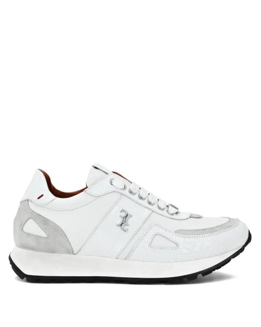 Billionaire White Panelled Leather Sneakers for men