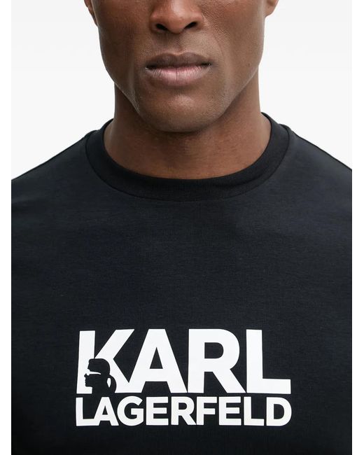Karl Lagerfeld Black Logo-Print T-Shirt for men