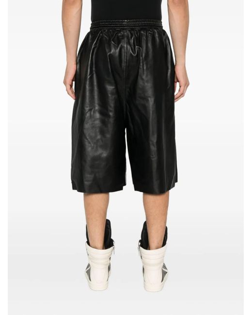 メンズ LỰU ĐẠN レザー ショートパンツ Black