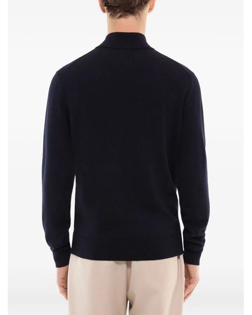 Fursac Blue Quarter-Zip Wool Sweater for men