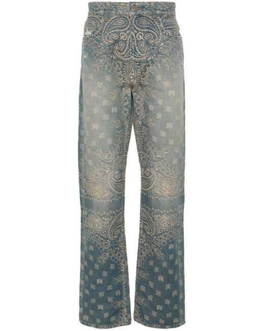 Amiri Gerade Jeans aus Bandana-Jacquard in Gray für Herren