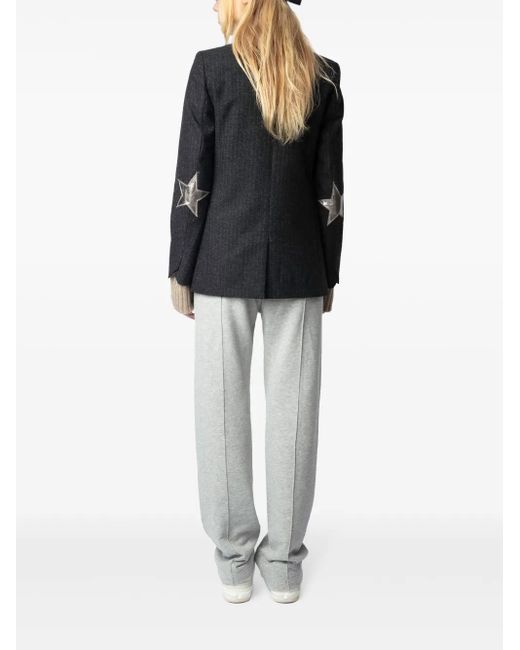 Zadig & Voltaire Gray Strass-Detail Track Pants