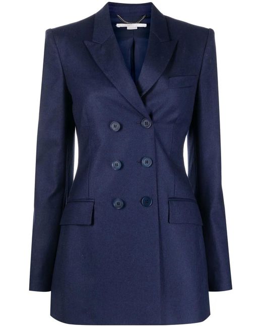 Stella McCartney Blue Double-Breasted Wool Blazer