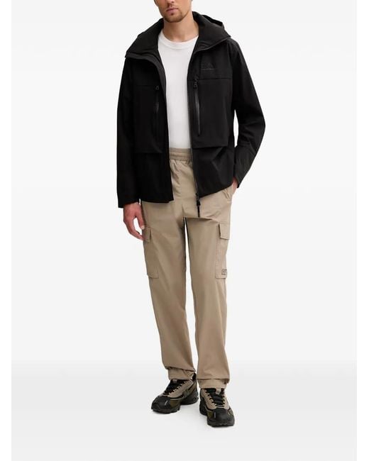EA7 Black Logo-Print Hooded Jacket for men