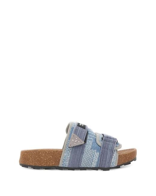 Flower Mountain Blue Niwa Jacquard Flat Sandals