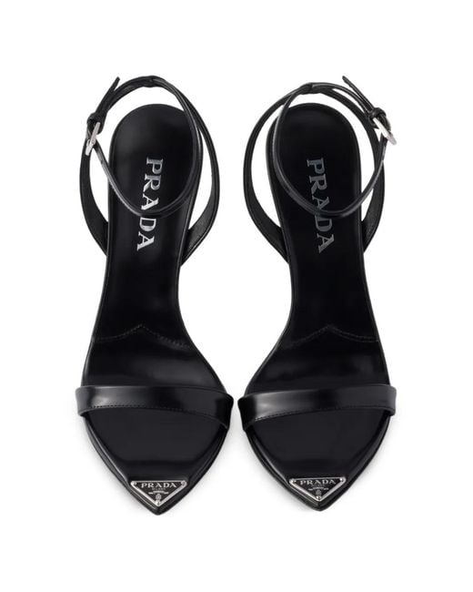 Prada White Brushed Leather Sandals