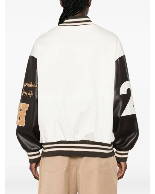 ViCOLO Natural Patch-Detail Varsity Jacket
