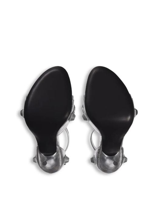 Balenciaga White Cagole 110Mm Metallic-Finish Sandals