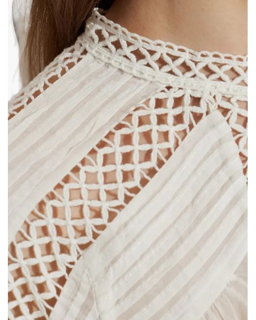 Isabel Marant White Crochet-Knit Pintuck Top