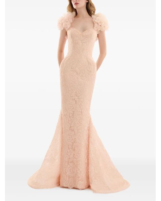 Gemy Maalouf Pink Sweetheart-Neck Maxi Dress