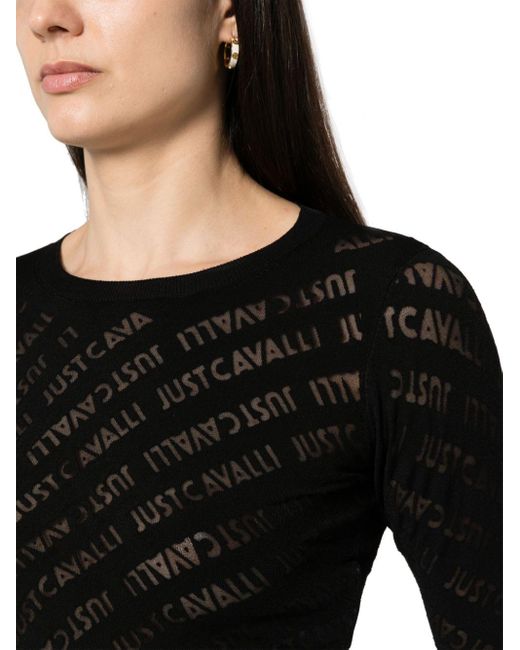 Just Cavalli Black Logo-print Knitted Top