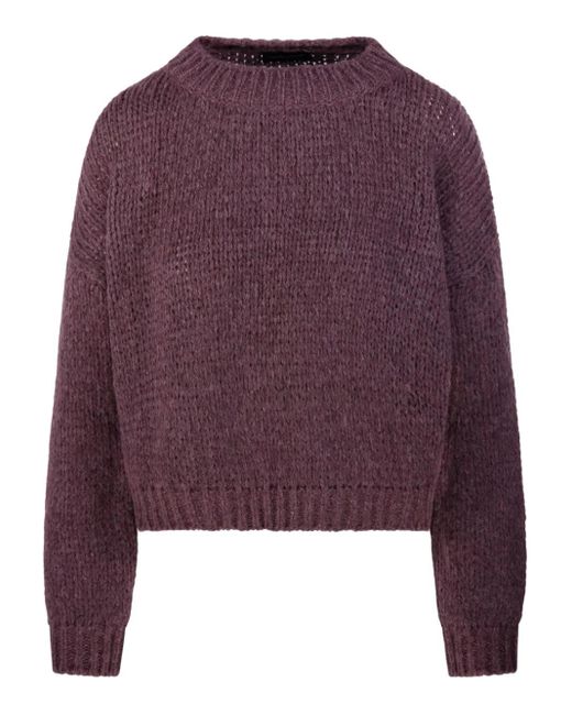 Roberto Collina Purple Crew-Neck Wool Sweater