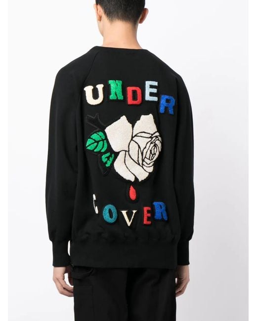 Undercover Black Patch-Lettering Cotton Sweatshirt for men
