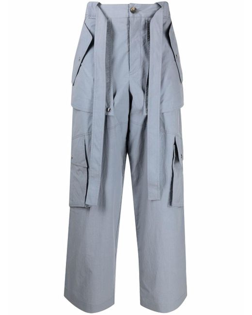 KENZO Gray High-rise Cargo Pants for men