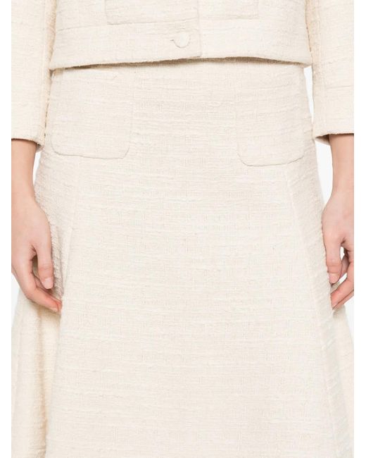 N°21 White Patch Pocket Woven Midi Skirt
