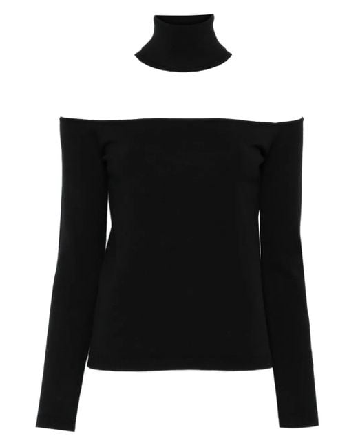 Semicouture Turtleneck Cutout Sweater Black