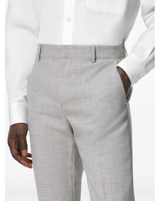 Versace Gray Tailored Wool-Blend Trousers for men