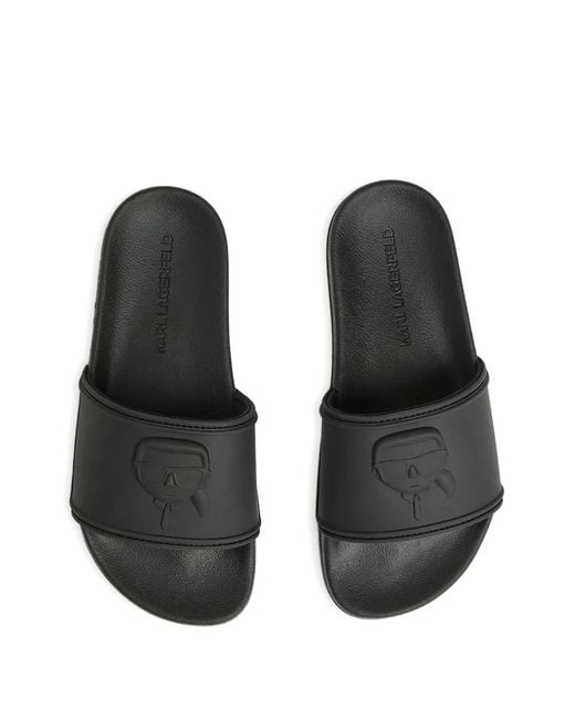 Karl Lagerfeld Black Claquettes Kondo 2.0 À Design Embossé