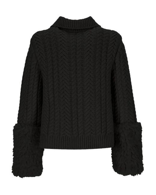 Moncler Black Cable-Knit Cardigan