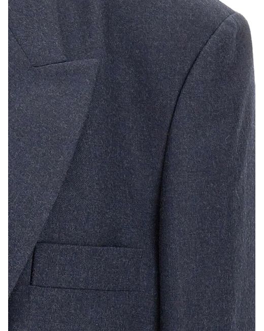 MM6 by Maison Margiela Blue Raw-Cut Cropped Blazer