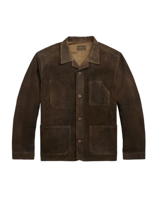 RRL Brown Suede Shirt Jacket for men