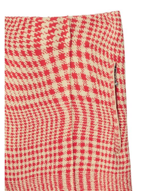Burberry Red Houndstooth-print Straight-leg Trousers for men