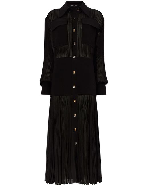 Proenza Schouler Black Plissé-Effect Shirt Dress