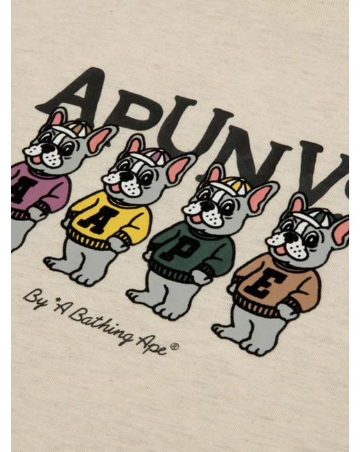 Aape By A Bathing Ape Natural Bulldog Graphic-Print T-Shirt