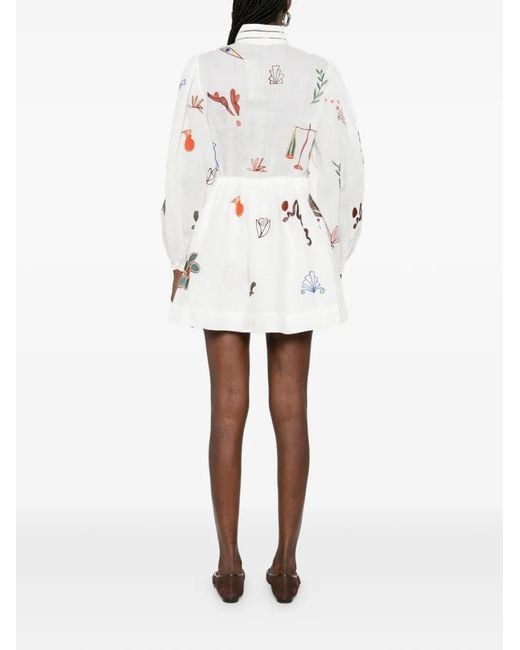 ALÉMAIS White X Lrnce Mina Floral-Embellishment Mini Dress