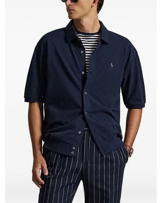 Polo Ralph Lauren Blue Logo-Embroidered Button-Down Shirt for men