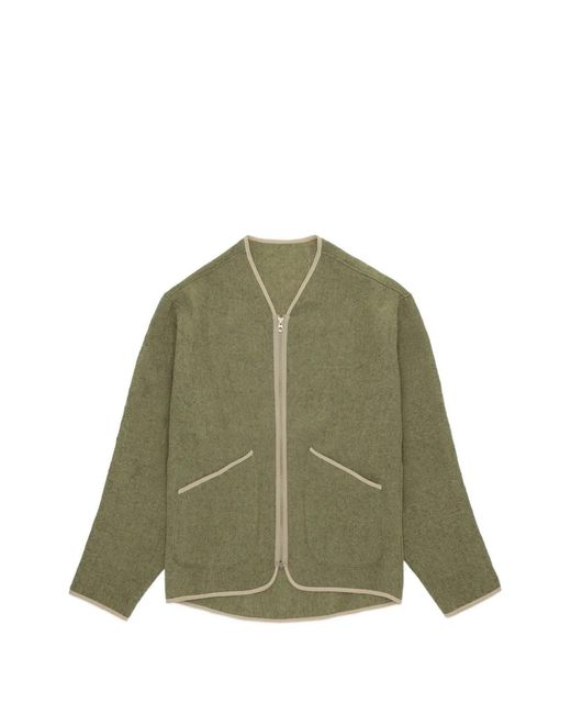 Fortela Green Contrast-Trim Wool Jacket for men