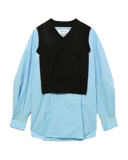 Enfold Blue Bluse Mit V-Ausschnitt