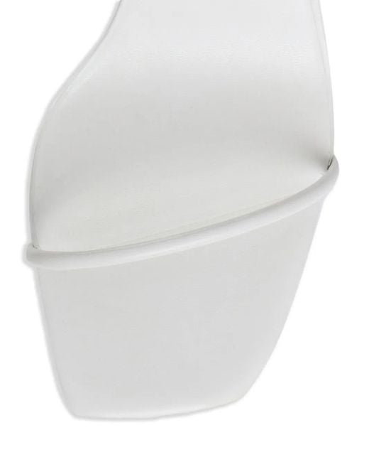 12 STOREEZ White Ankle-Strap Leather Sandals