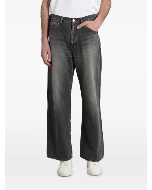 Attachment Gray Faded-Effect Panelled Jeans for men