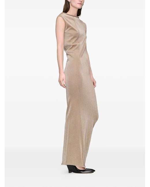 Maison Margiela White Shimmer-Knit Draped Maxi Dress