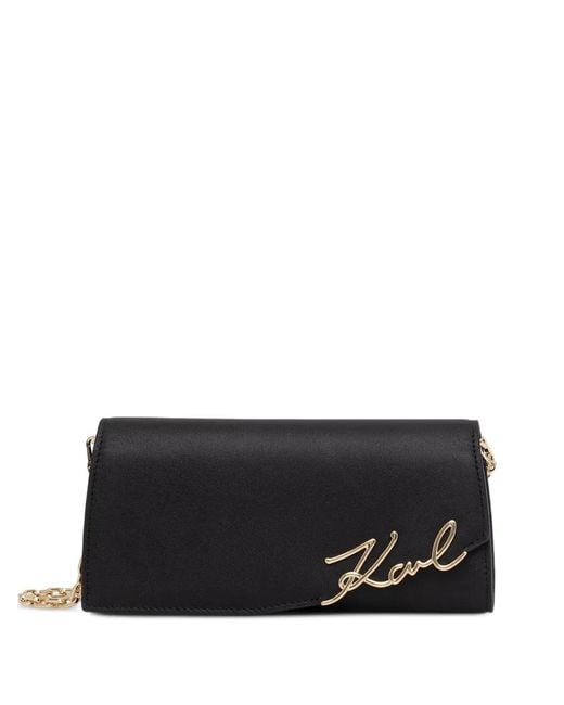 Karl Lagerfeld Black Logo-Plaque Crossbody Bag
