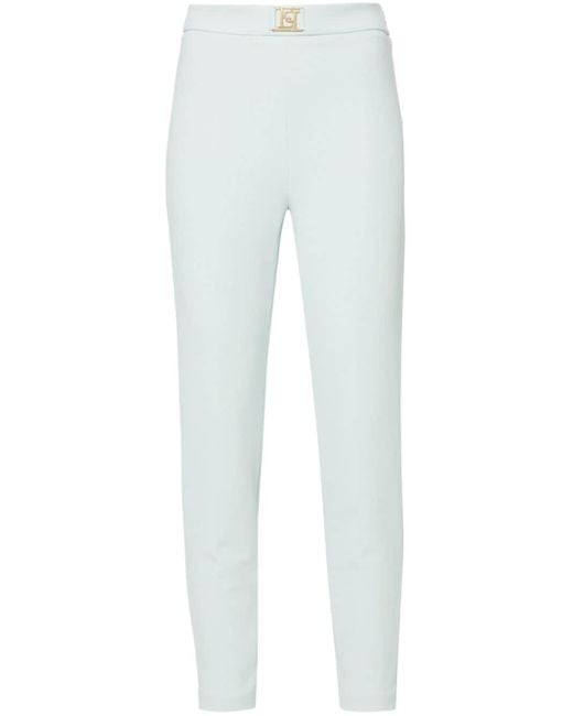 Pantalon droit à patch logo Elisabetta Franchi en coloris White