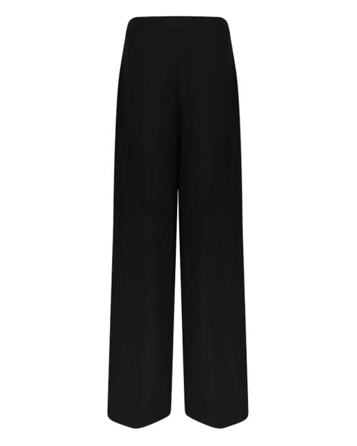 Nissa Black Pleated-Front Wide-Leg Trousers