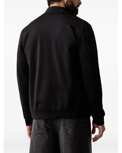 EA7 Black Logo-Plaque Zip-Up Sweater for men