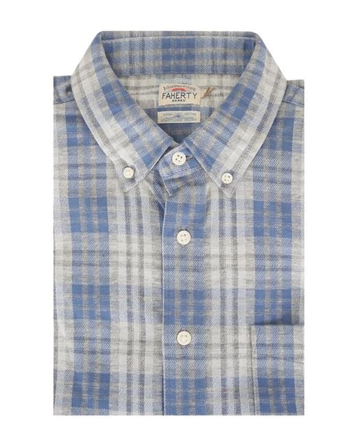 Faherty Brand Blue Checked Button-Down Shirt for men